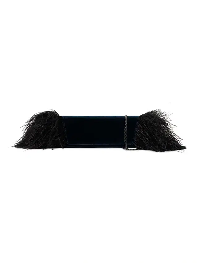 Akris Women's Anouk Feather-Trimmed Velvet Clutch - Denim