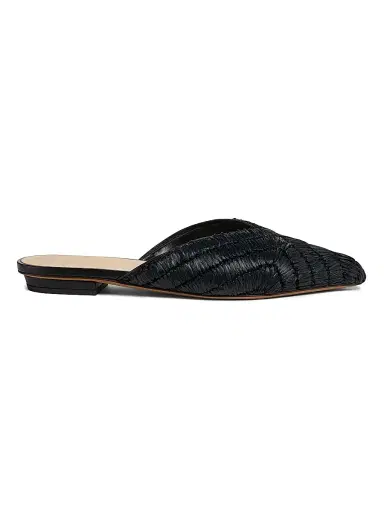 Ulla Johnson Women's Aunika Raffia Mules - Black | Thumbnail 1 Ulla Johnson Women's Aunika Raffia Mules - Black | Thumbnail 1