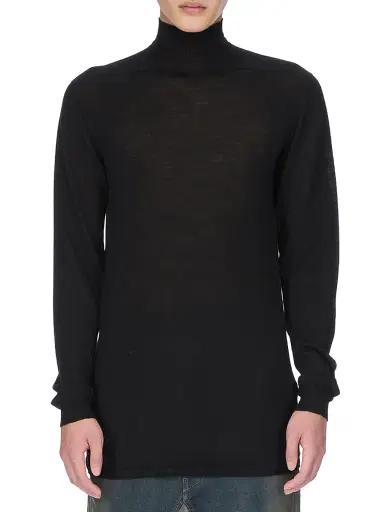 Rick Owens Men's Level Wool Turtleneck Sweater | Thumbnail 1 Rick Owens Men's Level Wool Turtleneck Sweater | Thumbnail 1