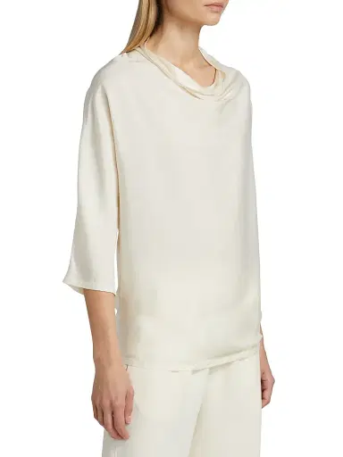 Fabiana Filippi Women's Enver Satin Draped Top - Burro | Thumbnail 4 Fabiana Filippi Women's Enver Satin Draped Top - Burro | Thumbnail 4