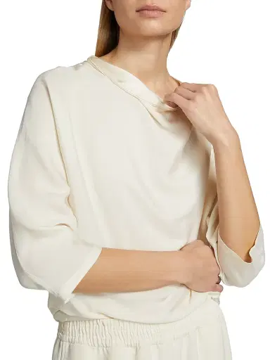 Fabiana Filippi Women's Enver Satin Draped Top - Burro | Thumbnail 6 Fabiana Filippi Women's Enver Satin Draped Top - Burro | Thumbnail 6