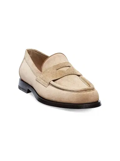 Santoni Women's Airglow Suede Penny Loafers - Beige - Size 11.5 | Thumbnail 2 Santoni Women's Airglow Suede Penny Loafers - Beige - Size 11.5 | Thumbnail 2