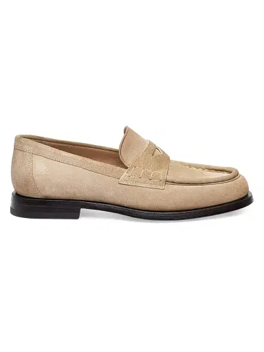 Santoni Women's Airglow Suede Penny Loafers - Beige - Size 11.5 | Thumbnail 1 Santoni Women's Airglow Suede Penny Loafers - Beige - Size 11.5 | Thumbnail 1