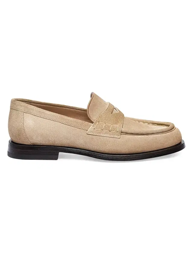 Santoni Women's Airglow Suede Penny Loafers - Beige