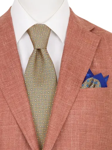 Stefano Ricci Men's Luxury Silk Tie Set - Blue Yellow | Thumbnail 2 Stefano Ricci Men's Luxury Silk Tie Set - Blue Yellow | Thumbnail 2
