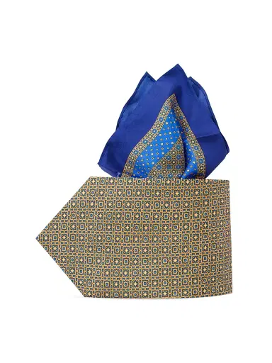 Stefano Ricci Men's Luxury Silk Tie Set - Blue Yellow | Thumbnail 1 Stefano Ricci Men's Luxury Silk Tie Set - Blue Yellow | Thumbnail 1