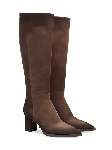 Santoni Women's Mariel 65MM Suede Knee-High Boots - Dark Brown - Size 12 | Thumbnail 2