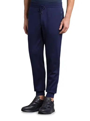 Stefano Ricci Men's Silk and Cotton with Croc Jogging Trousers - Deep Blue - Size 40 | Thumbnail 2 Stefano Ricci Men's Silk and Cotton with Croc Jogging Trousers - Deep Blue - Size 40 | Thumbnail 2