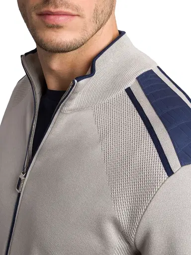 Stefano Ricci Men's Jogging Blouson Jacket with Croc Details - Beige - Size 46 | Thumbnail 3