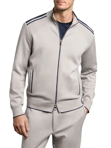 Stefano Ricci Men's Jogging Blouson Jacket with Croc Details - Beige - Size 46 | Thumbnail 1