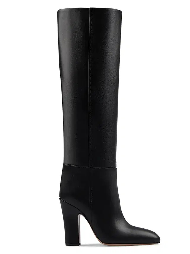 Women's 100MM Leather Knee-High Boots - Black
