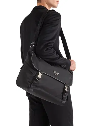 Prada Men's Re-Nylon and Saffiano Leather Shoulder Bag - Black | Thumbnail 3 Prada Men's Re-Nylon and Saffiano Leather Shoulder Bag - Black | Thumbnail 3