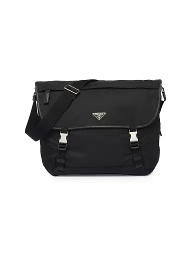 Prada Men's Re-Nylon and Saffiano Leather Shoulder Bag - Black | Thumbnail 1 Prada Men's Re-Nylon and Saffiano Leather Shoulder Bag - Black | Thumbnail 1
