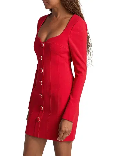 Rebecca Vallance Women's Cameron Tailored Button-Front Minidress - Red - Size 6 | Thumbnail 4