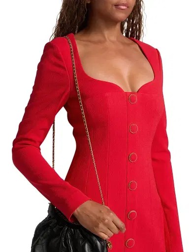 Rebecca Vallance Women's Cameron Tailored Button-Front Minidress - Red - Size 6 | Thumbnail 6