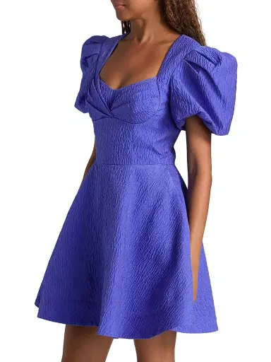 Rebecca Vallance Women's Viola Puff-Sleeve Minidress - Periwinkle Blue - Size 6 | Thumbnail 4 Rebecca Vallance Women's Viola Puff-Sleeve Minidress - Periwinkle Blue - Size 6 | Thumbnail 4
