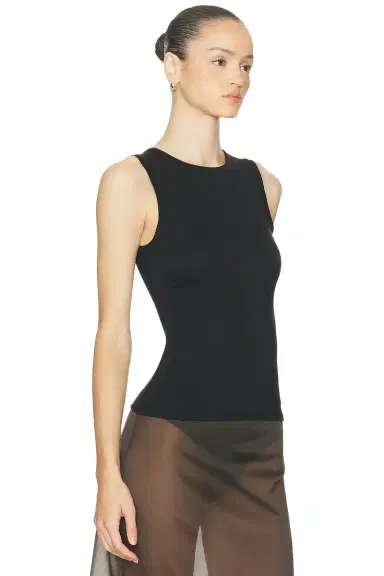 ÉTERNE Sleeveless Crewneck Soft Jersey Top | Thumbnail 2