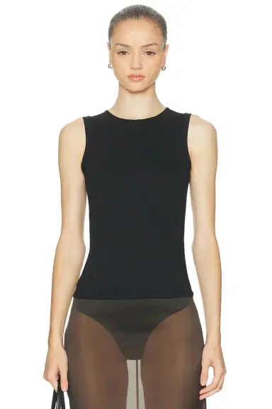 ÉTERNE Sleeveless Crewneck Soft Jersey Top | Thumbnail 1