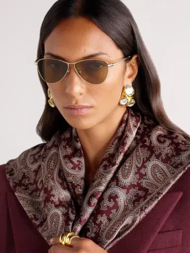 Saint Laurent Eyewear Vesper Small Aviator-style Gold-tone Sunglasses | Thumbnail 2 Saint Laurent Eyewear Vesper Small Aviator-style Gold-tone Sunglasses | Thumbnail 2