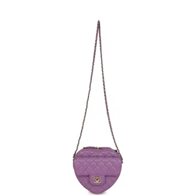 Chanel Chanel CC In Love Large Heart Bag with Chain Purple Lambskin Light Gold Hardware | Thumbnail 6 Chanel Chanel CC In Love Large Heart Bag with Chain Purple Lambskin Light Gold Hardware | Thumbnail 6