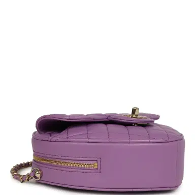 Chanel Chanel CC In Love Large Heart Bag with Chain Purple Lambskin Light Gold Hardware | Thumbnail 7 Chanel Chanel CC In Love Large Heart Bag with Chain Purple Lambskin Light Gold Hardware | Thumbnail 7