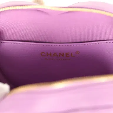 Chanel Chanel CC In Love Large Heart Bag with Chain Purple Lambskin Light Gold Hardware | Thumbnail 9 Chanel Chanel CC In Love Large Heart Bag with Chain Purple Lambskin Light Gold Hardware | Thumbnail 9