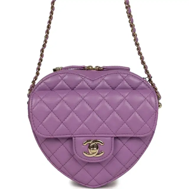 Chanel Chanel CC In Love Large Heart Bag with Chain Purple Lambskin Light Gold Hardware