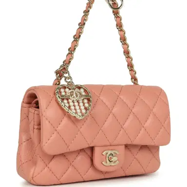 Chanel Chanel Nano Classic Double Flap Bag Charm Pink Lambskin Light Gold Hardware | Thumbnail 2 Chanel Chanel Nano Classic Double Flap Bag Charm Pink Lambskin Light Gold Hardware | Thumbnail 2
