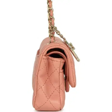 Chanel Chanel Nano Classic Double Flap Bag Charm Pink Lambskin Light Gold Hardware | Thumbnail 3 Chanel Chanel Nano Classic Double Flap Bag Charm Pink Lambskin Light Gold Hardware | Thumbnail 3