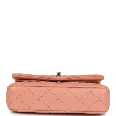 Chanel Chanel Nano Classic Double Flap Bag Charm Pink Lambskin Light Gold Hardware | Thumbnail 7 Chanel Chanel Nano Classic Double Flap Bag Charm Pink Lambskin Light Gold Hardware | Thumbnail 7
