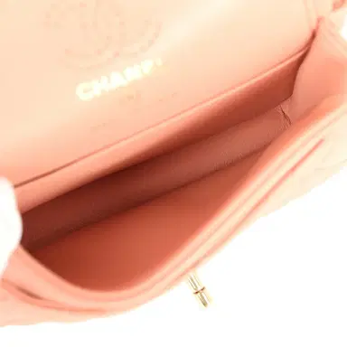 Chanel Chanel Nano Classic Double Flap Bag Charm Pink Lambskin Light Gold Hardware | Thumbnail 9 Chanel Chanel Nano Classic Double Flap Bag Charm Pink Lambskin Light Gold Hardware | Thumbnail 9