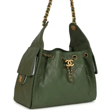 Chanel Chanel Small 25 Hobo Bag Khaki Caviar Antique Gold Hardware | Thumbnail 2
