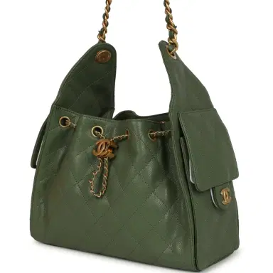 Chanel Chanel Small 25 Hobo Bag Khaki Caviar Antique Gold Hardware | Thumbnail 5