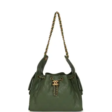 Chanel Chanel Small 25 Hobo Bag Khaki Caviar Antique Gold Hardware | Thumbnail 6