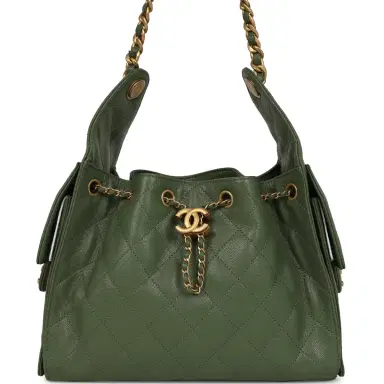 Chanel Chanel Small 25 Hobo Bag Khaki Caviar Antique Gold Hardware | Thumbnail 1
