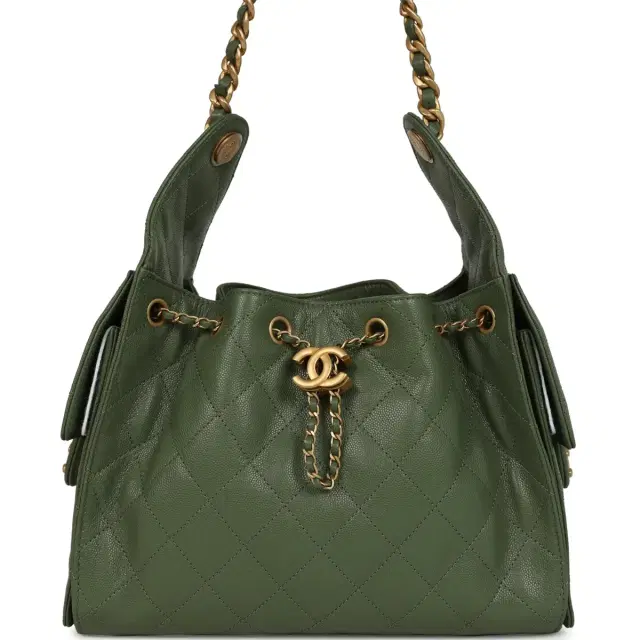 Chanel Chanel Small 25 Hobo Bag Khaki Caviar Antique Gold Hardware