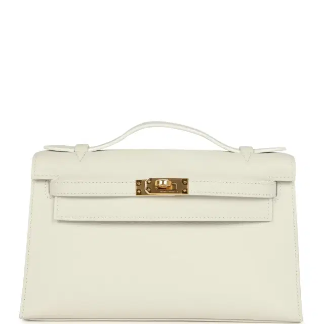 hermes Hermes Kelly Pochette White Swift Gold Hardware