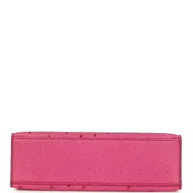 HERMÈS Pre-owned Hermes Kelly Pochette Fuchsia Ostrich Palladium Hardware | Thumbnail 6 HERMÈS Pre-owned Hermes Kelly Pochette Fuchsia Ostrich Palladium Hardware | Thumbnail 6