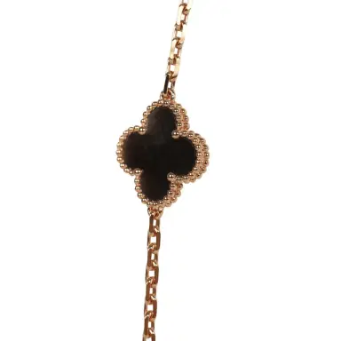 Van Cleef & Arpels Van Cleef & Arpels Vintage Alhambra 20 Motif Long Necklace Silver Obsidian & 18K Rose Gold Hardware | Thumbnail 3 Van Cleef & Arpels Van Cleef & Arpels Vintage Alhambra 20 Motif Long Necklace Silver Obsidian & 18K Rose Gold Hardware | Thumbnail 3