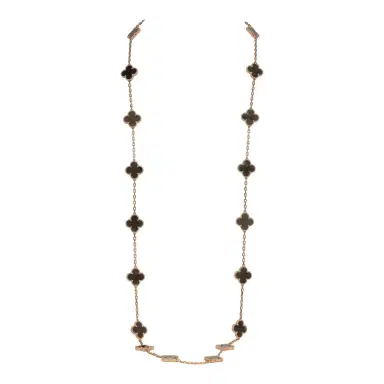 Van Cleef & Arpels Van Cleef & Arpels Vintage Alhambra 20 Motif Long Necklace Silver Obsidian & 18K Rose Gold Hardware | Thumbnail 1 Van Cleef & Arpels Van Cleef & Arpels Vintage Alhambra 20 Motif Long Necklace Silver Obsidian & 18K Rose Gold Hardware | Thumbnail 1
