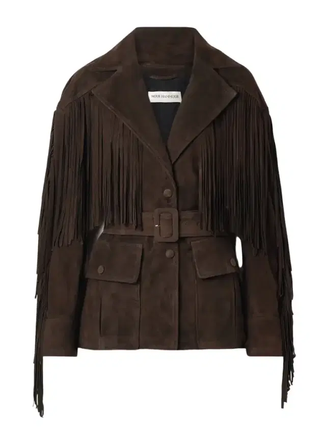 Cassidy Belted Fringed Suede Jacket