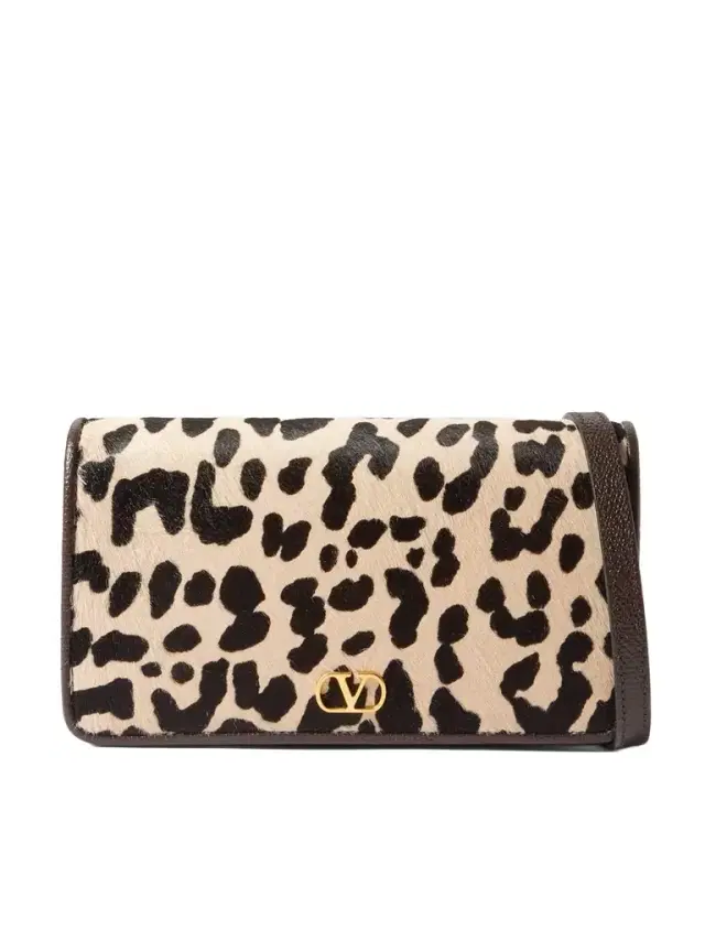 Vlogo Signature Mini Leopard-print Calf Hair And Textured-leather Shoulder Bag