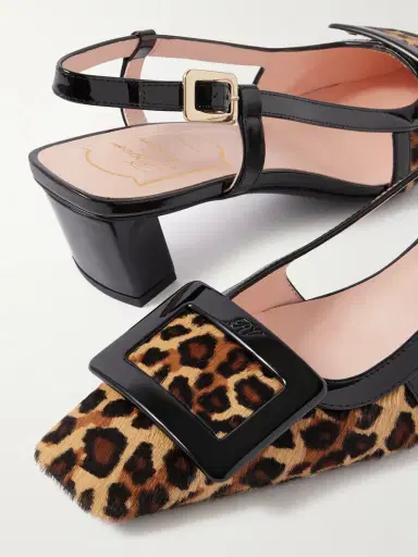Roger Vivier Belle Vivier 45 Patent Leather-trimmed Leopard-print Pony Hair Slingback Pumps | Thumbnail 4 Roger Vivier Belle Vivier 45 Patent Leather-trimmed Leopard-print Pony Hair Slingback Pumps | Thumbnail 4