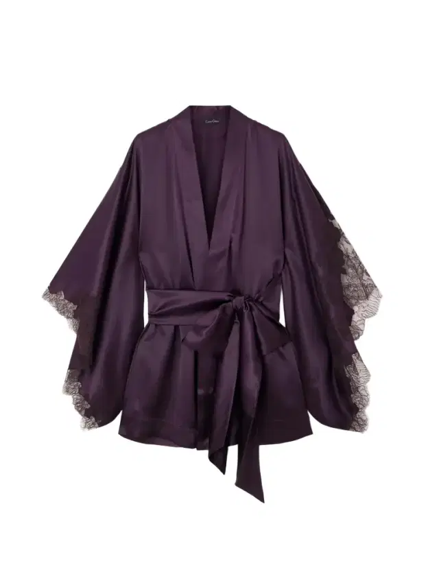 Belted Lace-trimmed Silk-satin Robe