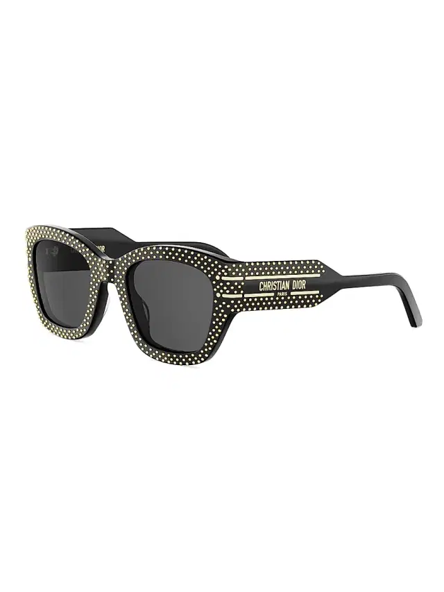 Dior Women's Signature S16I 52MM Studded Square Sunglasses - Blackandsmoke