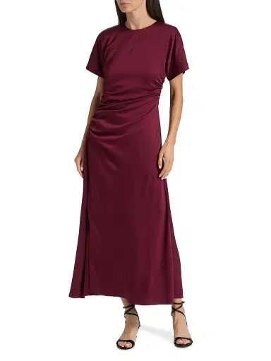 Simkhai Women's Marabella Ruched Maxi Dress - Cranberry - Size 2 | Thumbnail 3 Simkhai Women's Marabella Ruched Maxi Dress - Cranberry - Size 2 | Thumbnail 3
