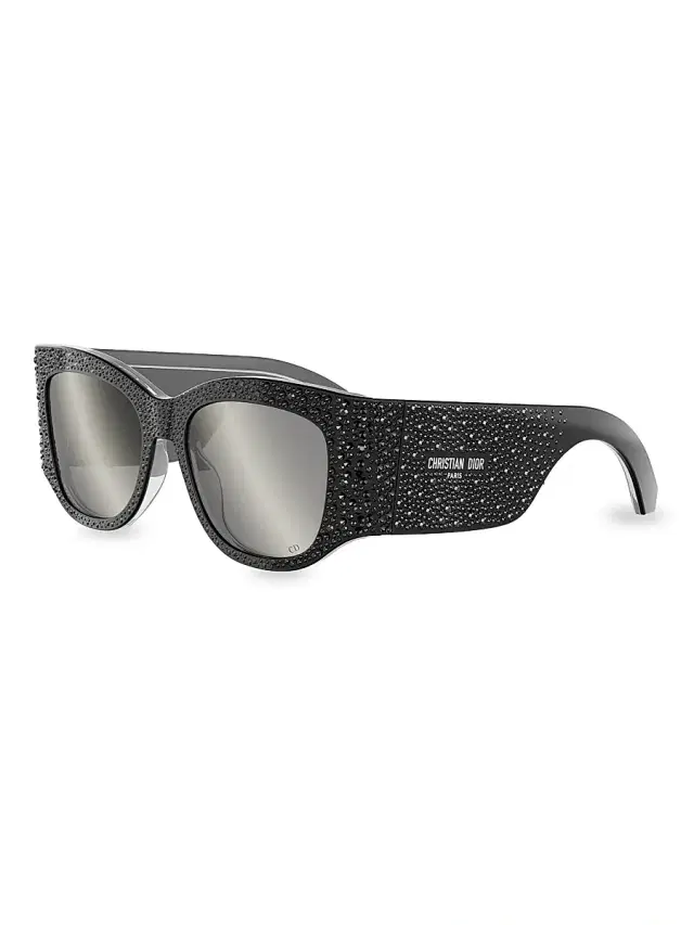 Dior Women's Nuit S1I 54MM Square Sunglasses - Blackandsmokemirror