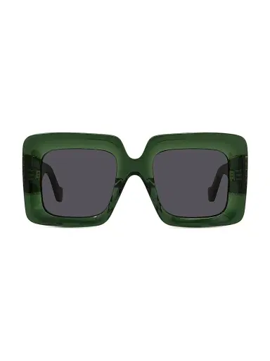 Loewe Women's Anagram 51MM Rectangular Sunglasses - Dark Greenother Smoke | Thumbnail 2