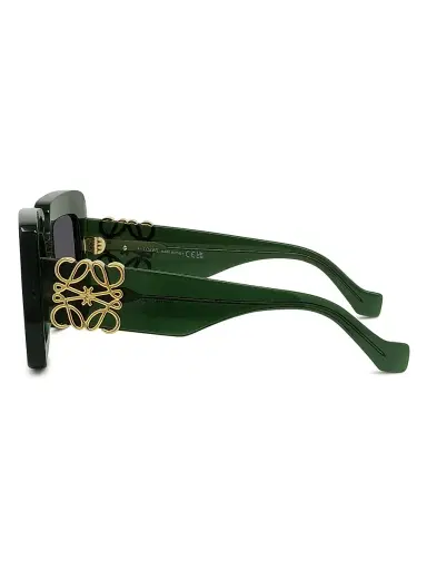 Loewe Women's Anagram 51MM Rectangular Sunglasses - Dark Greenother Smoke | Thumbnail 3