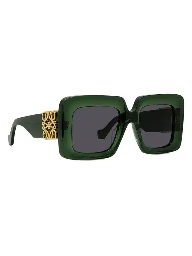 Loewe Women's Anagram 51MM Rectangular Sunglasses - Dark Greenother Smoke | Thumbnail 8